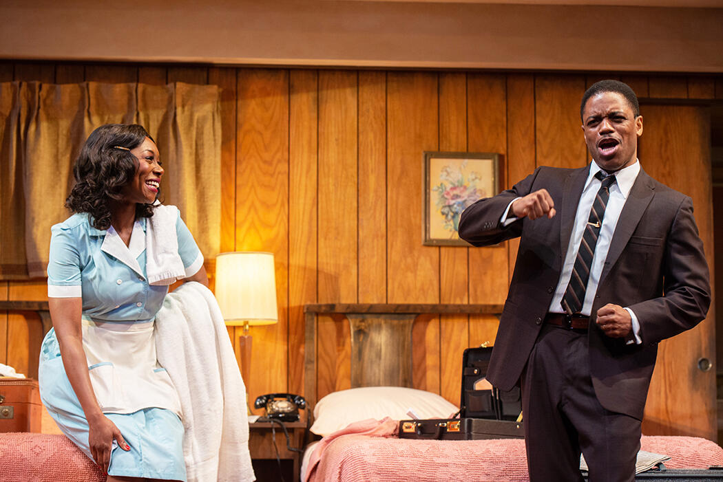 Amanda Warren and Jon Michael Hill in "The Mountaintop" at Geffen Playhouse.