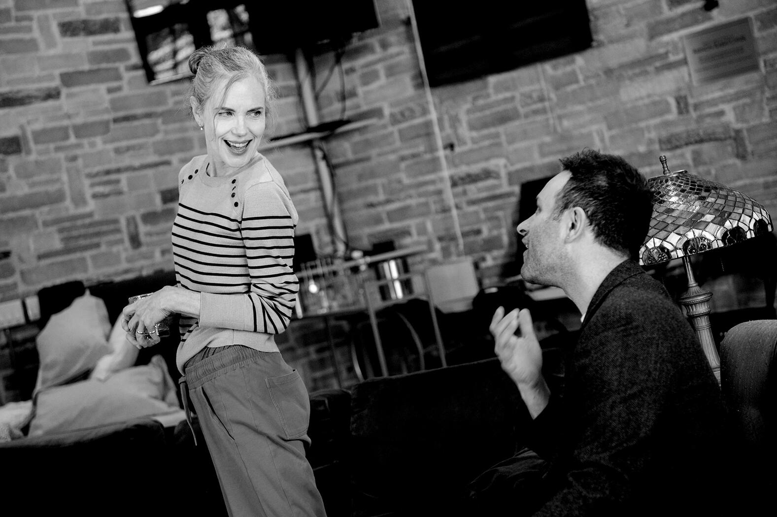 Elizabeth McGovern and Aaron Costa Ganis in rehearsal for "Ava: The Secret Conversations" at Geffen Playhouse.
